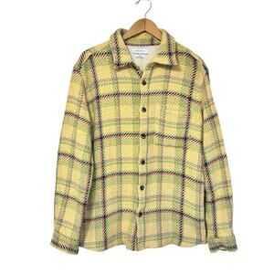 Urban Outfitters Yellow Plaid Exploded Twill Button Up Shirt Jacket Size M NEW